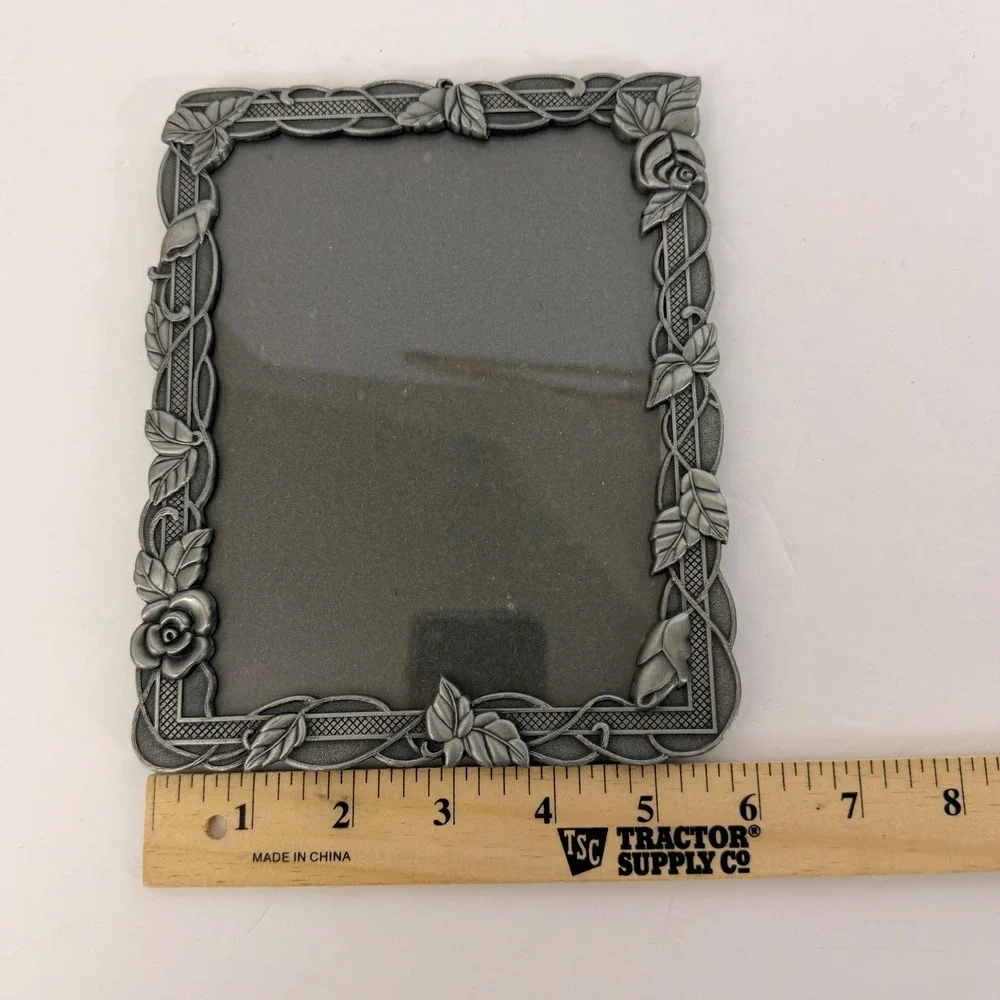 Decorel Silver Tone Rose Floral Picture Frame 5x7 Ornate Victorian Cottagecore